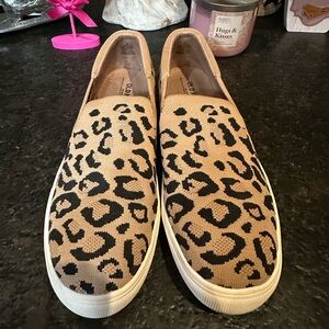 Old Navy Tan and Black Leopard Slip-On Sneakers